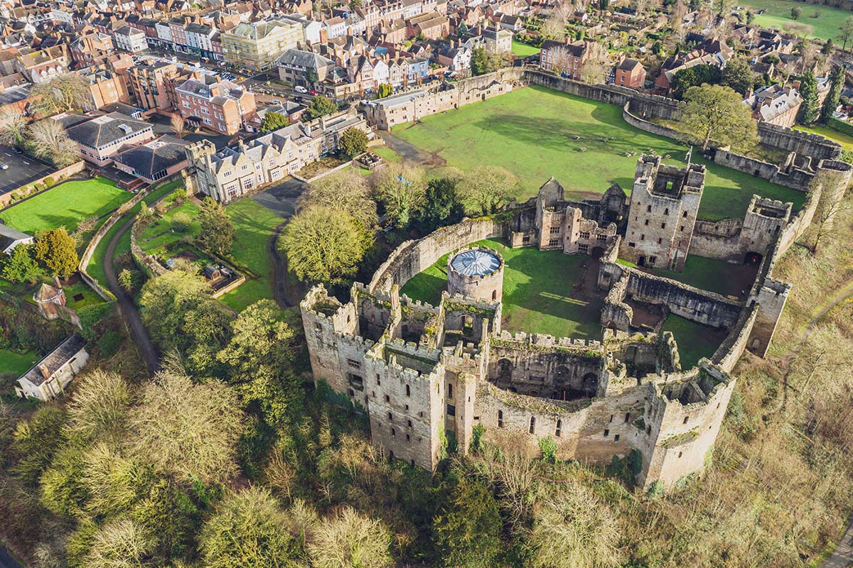 Ludlow Castle is a ruined medieval fortification that is also used as a unique wedding venue in Shropshire